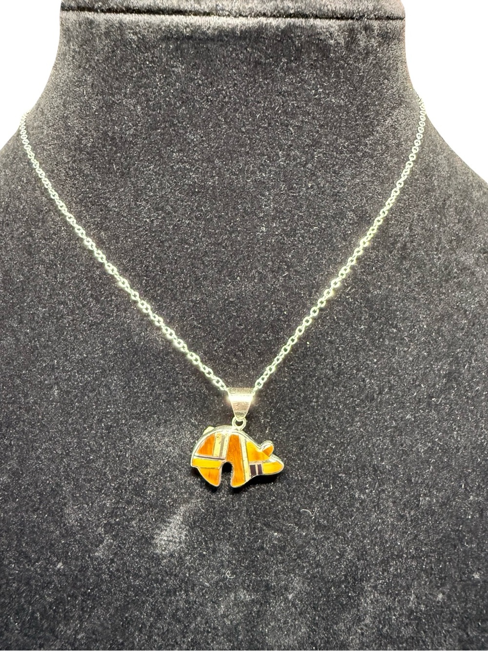 Orange Inlay Fish Pendant Necklace - Brand